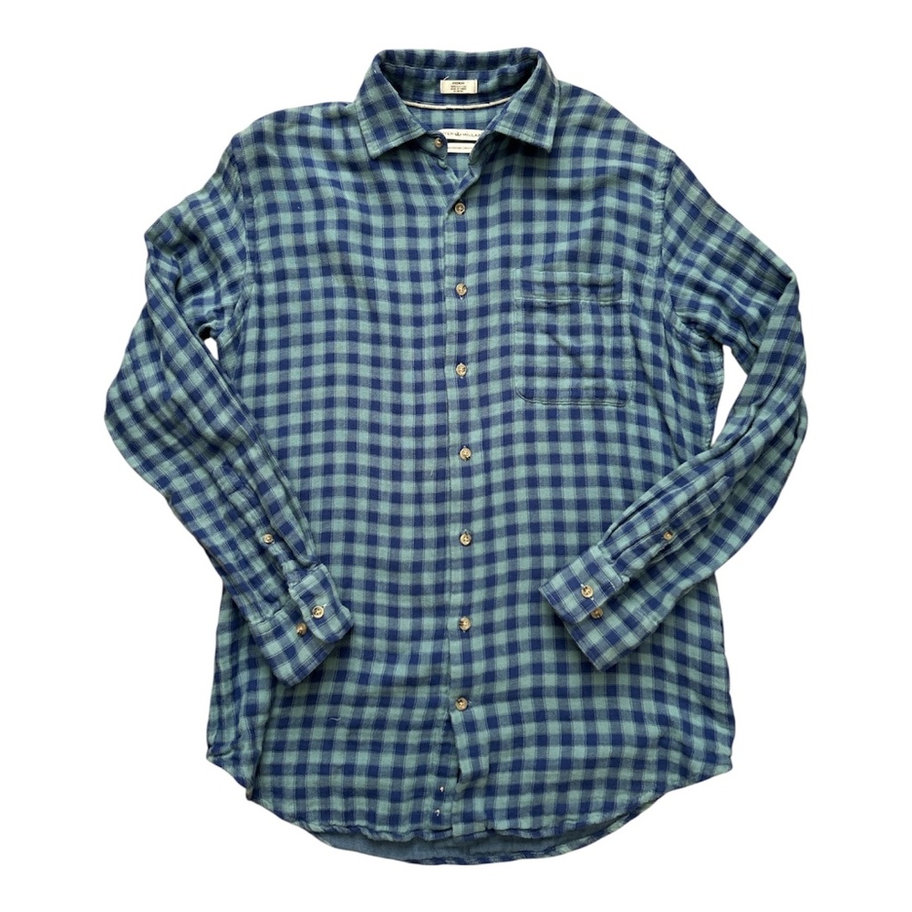 Peter Millar Blue and Green Plaid Button-Down Shirt